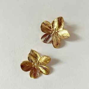 Aesthetic golden flower drop earrings