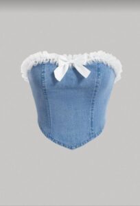 Blue korean crop top