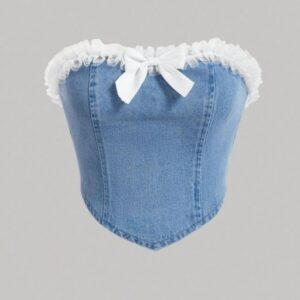 Blue korean crop top