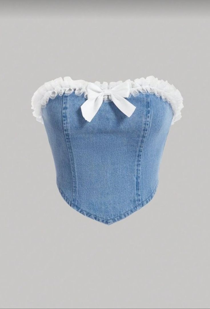 Blue korean crop top